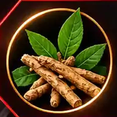 Ashwagandha roots with leaves